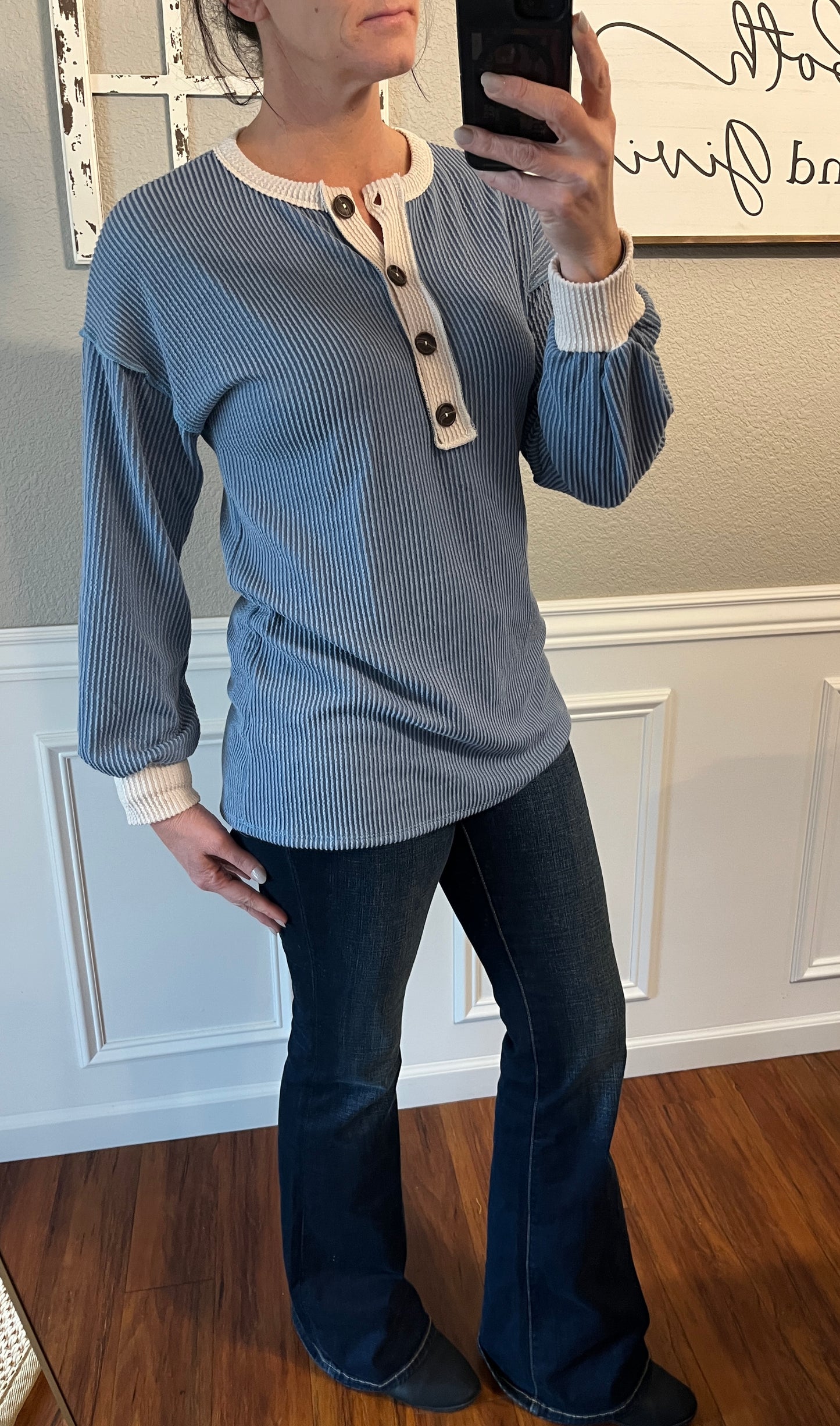 Maisie Blue Button Top