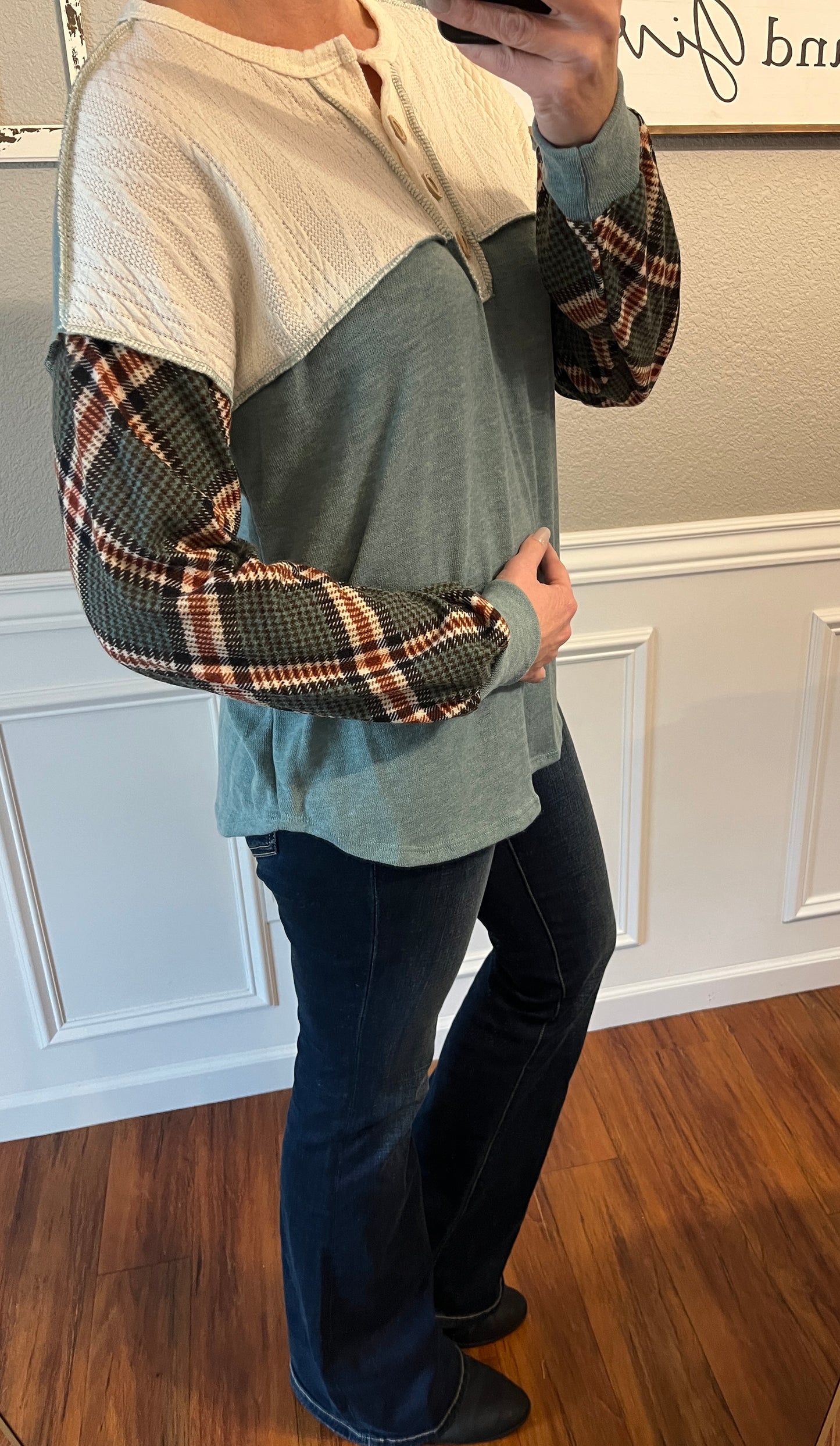 The Tori Plaid Button Colorblock