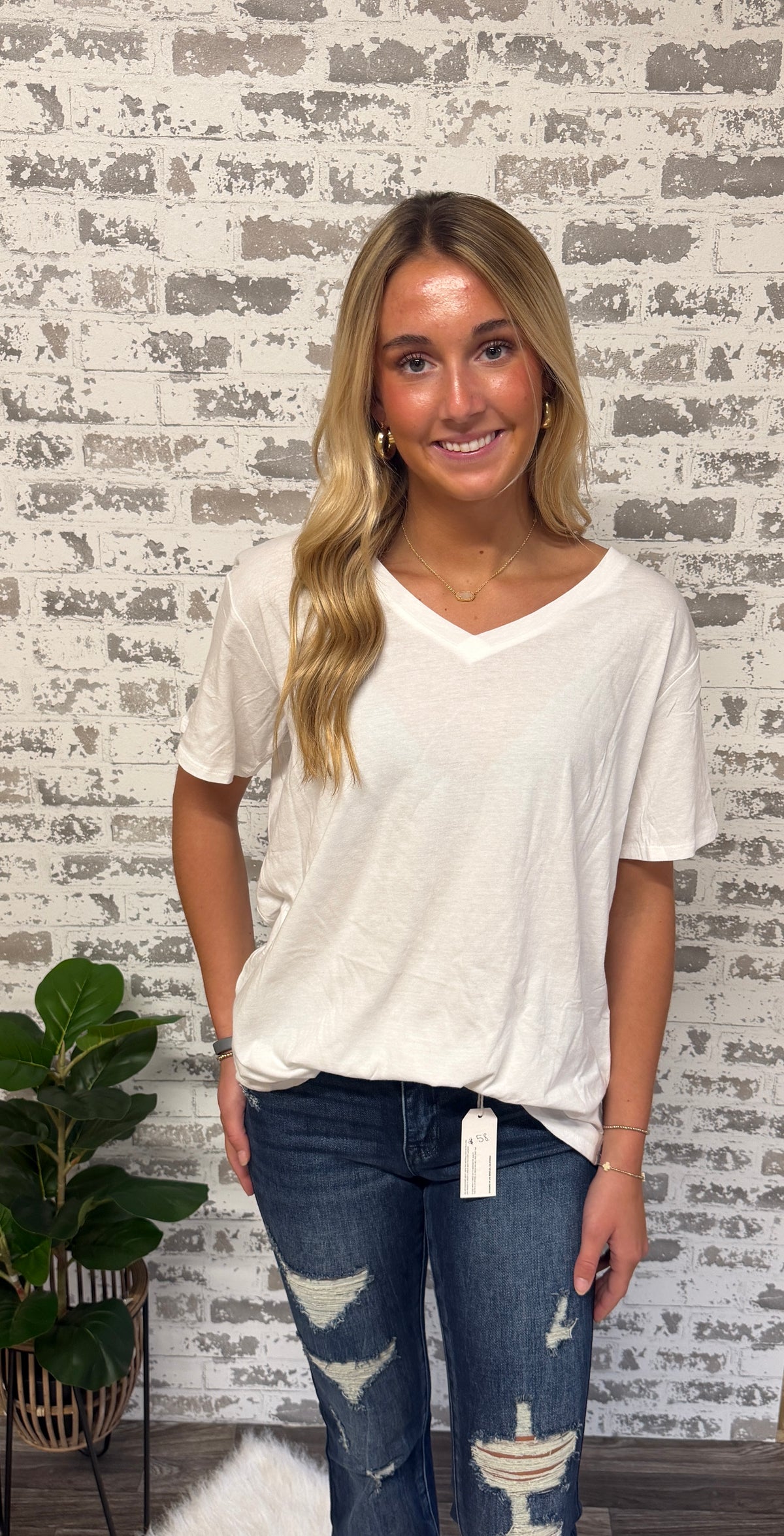 Back to the Basic White V Neck