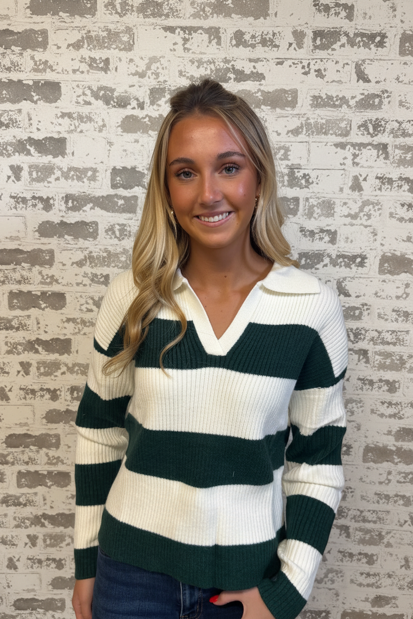 Callahan Green Striped Sweater