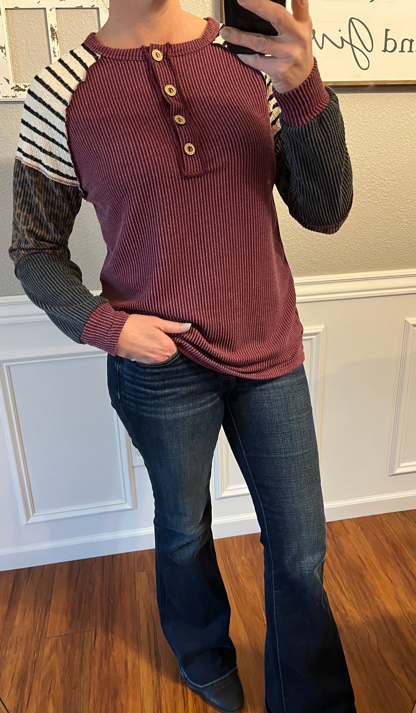 Burgundy Ribbed Colorblock