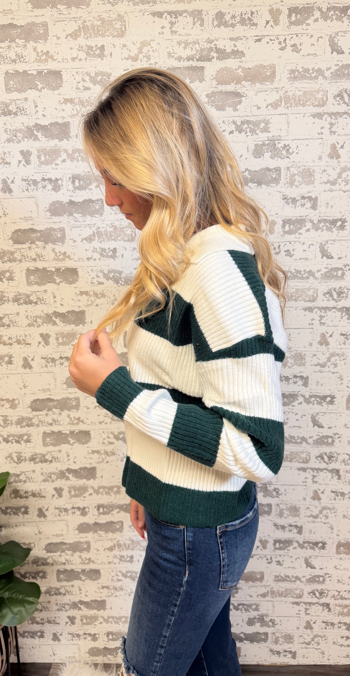 Callahan Green Striped Sweater
