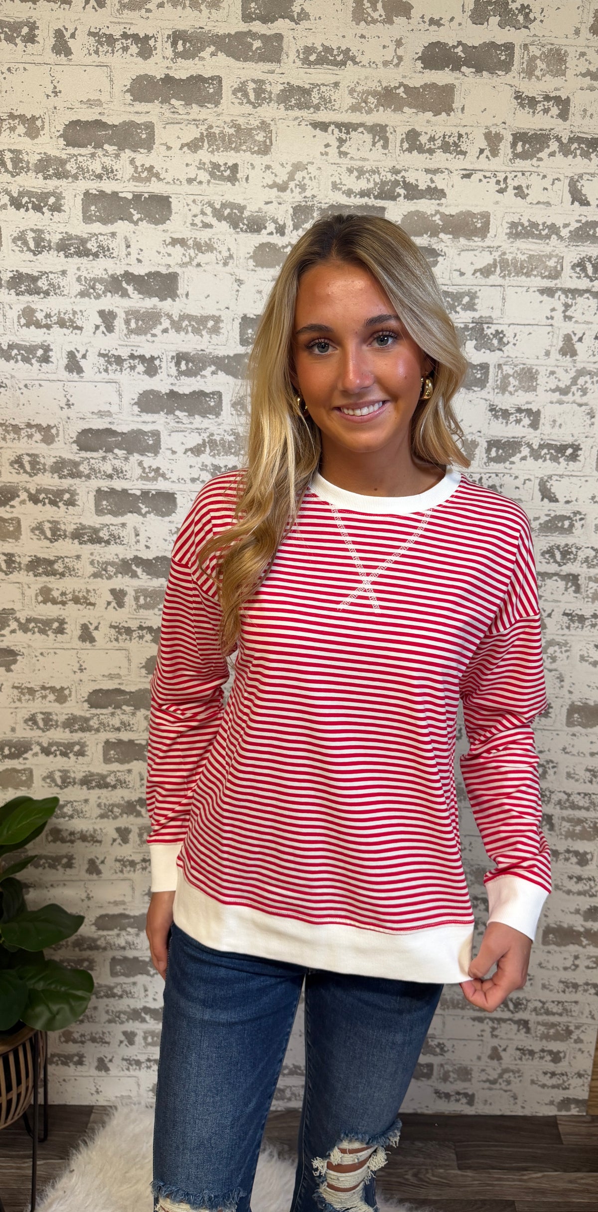 Zoe Red Striped Long Sleeve