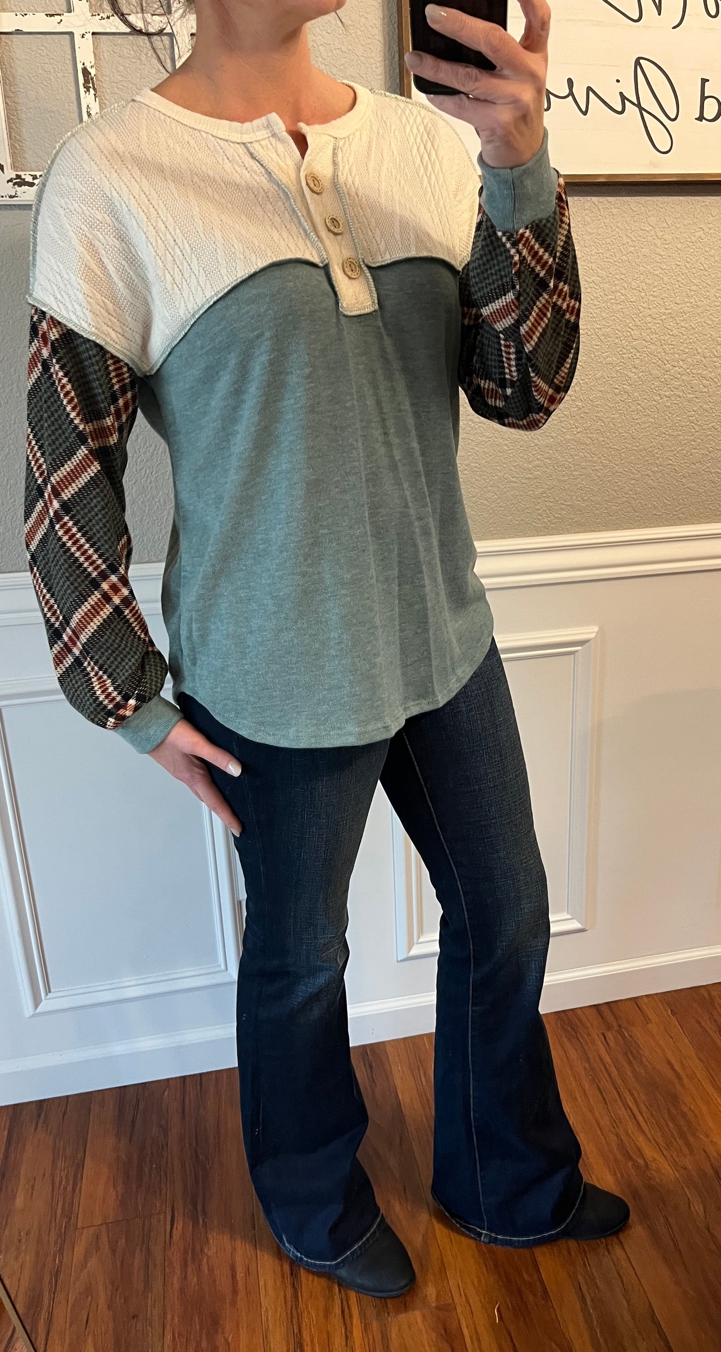 The Tori Plaid Button Colorblock