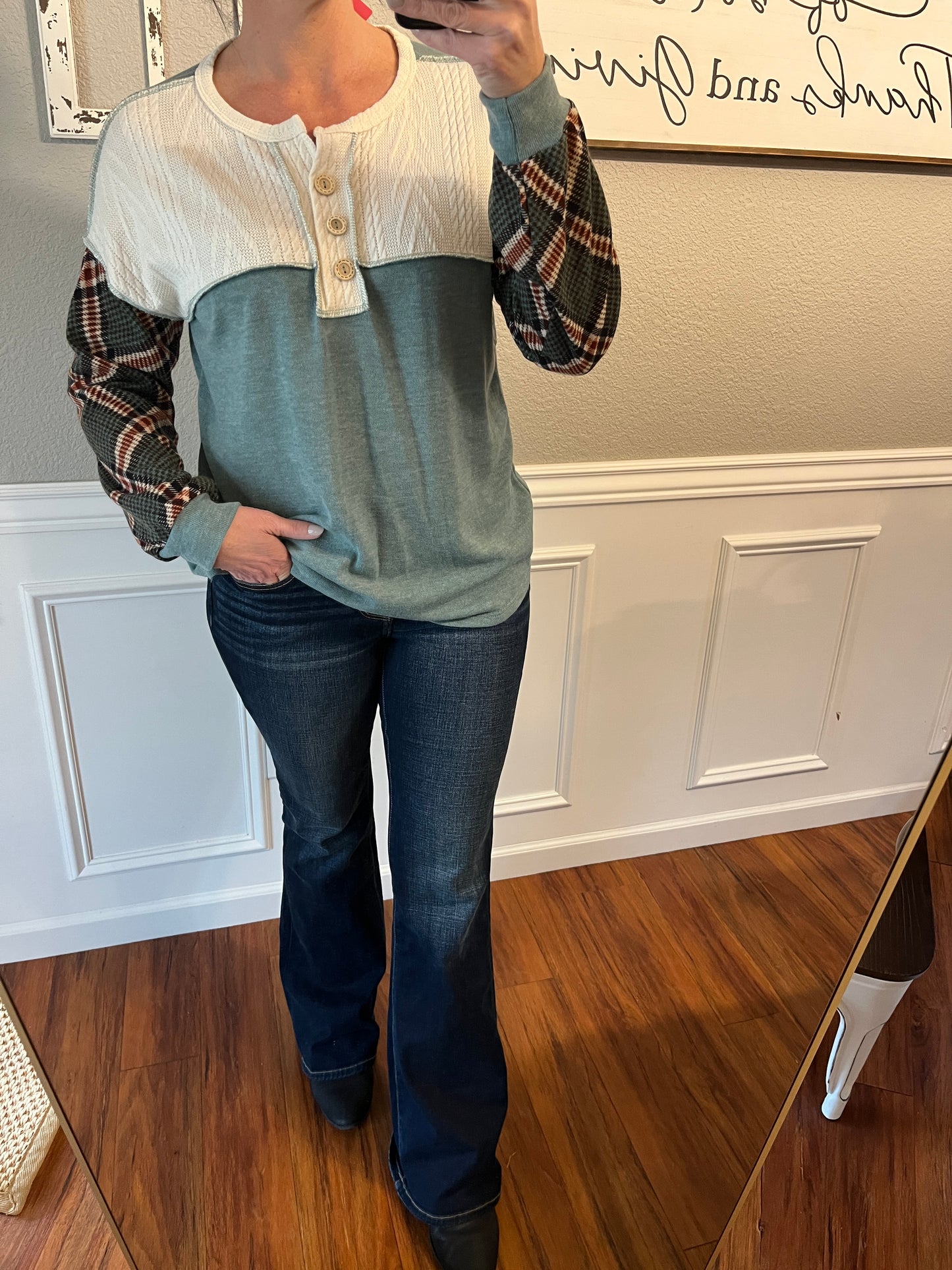 The Tori Plaid Button Colorblock