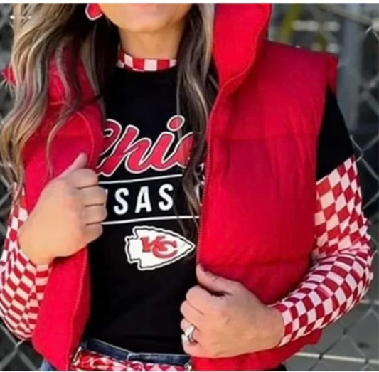 Red Checkered Mesh Top