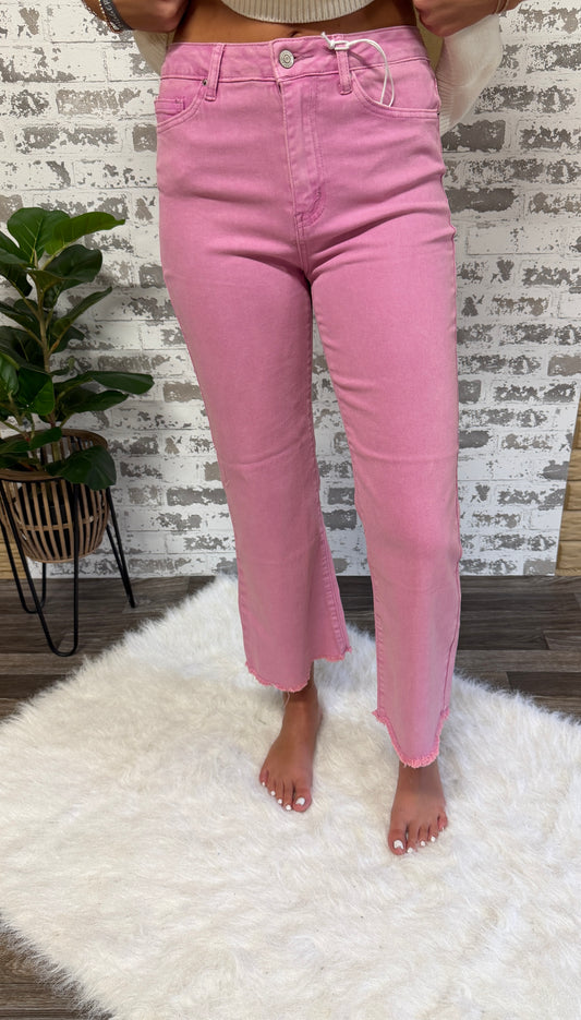 Bentley Cropped Pink Denim