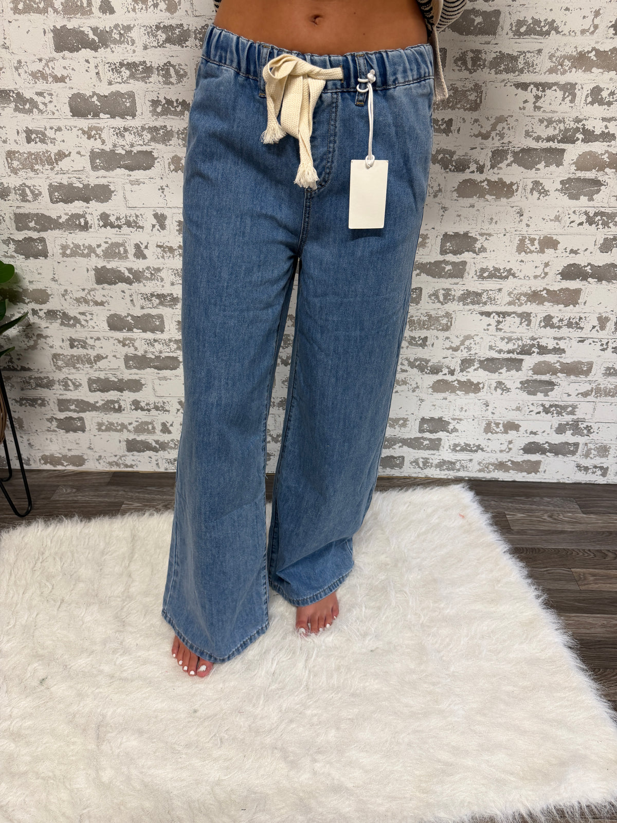 Mikah Wide Leg Drawstring Denim