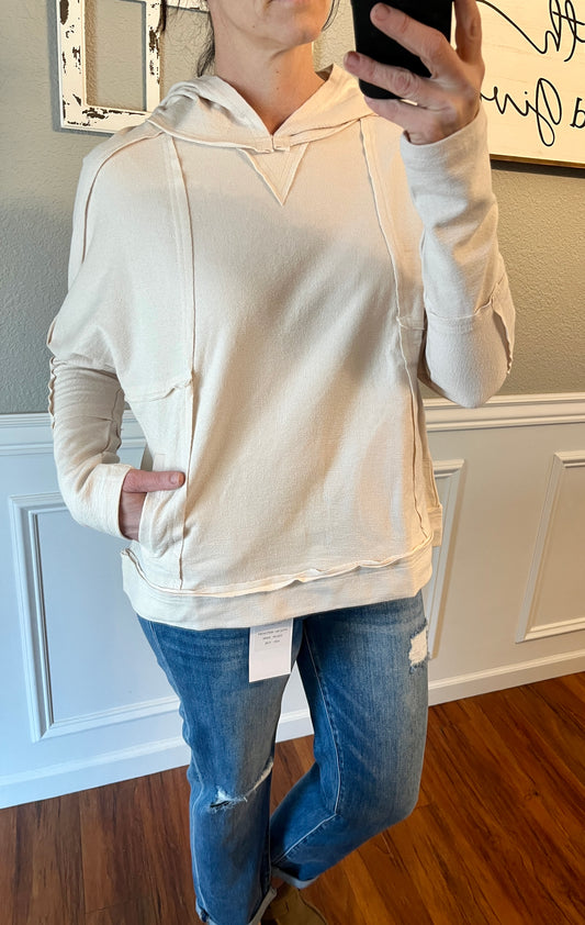 Calli Oversized Reversed Seam Top- Cream