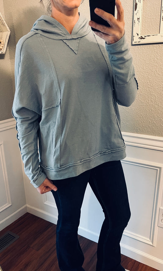 Callie Oversized Reversed Seam Top-Denim