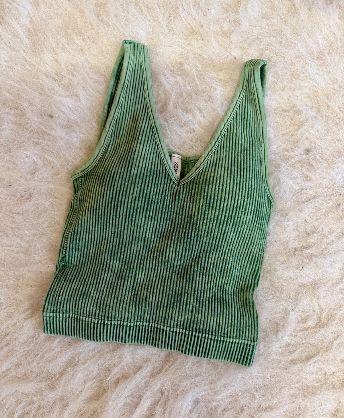 Washed Ribbed Padded Tank