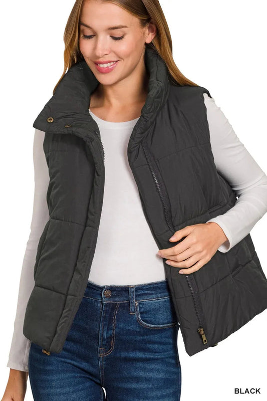 On the Go High Neck Vest-Black
